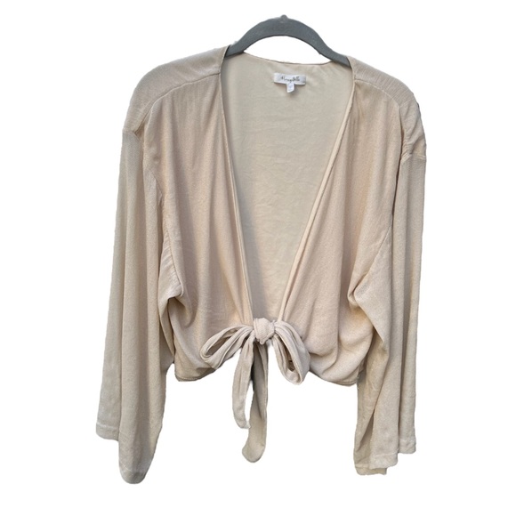 Honey Belle Gold Tie Front Flowy Sleeve Top - Picture 1 of 4